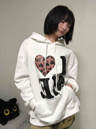 Loose Fit Leopard Graphic Hoodie