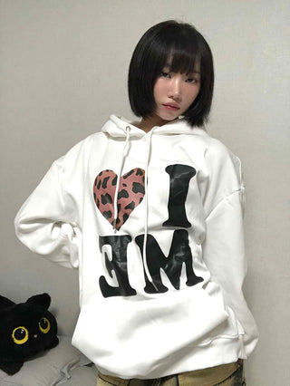 Loose Fit Leopard Graphic Hoodie