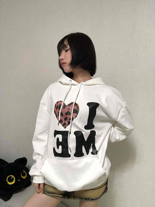 Loose Fit Leopard Graphic Hoodie