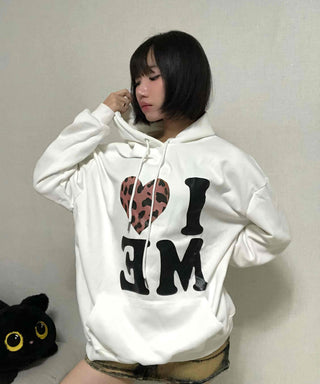 Loose Fit Leopard Graphic Hoodie