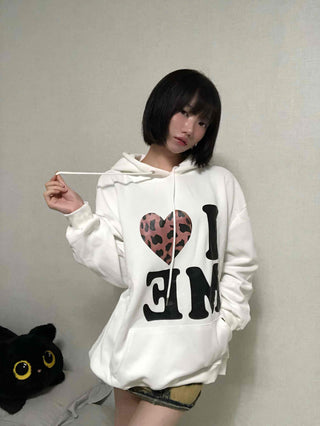 Loose Fit Leopard Graphic Hoodie