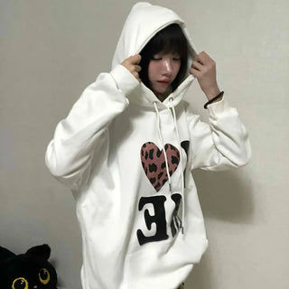 Loose Fit Leopard Graphic Hoodie