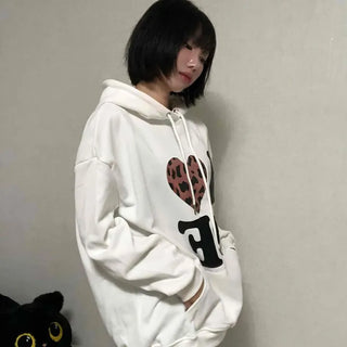 Loose Fit Leopard Graphic Hoodie