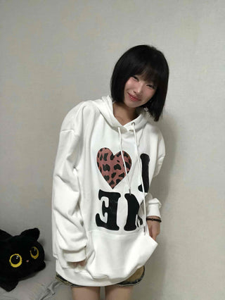 Loose Fit Leopard Graphic Hoodie