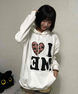 Loose Fit Leopard Graphic Hoodie