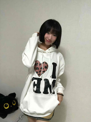 Loose Fit Leopard Graphic Hoodie