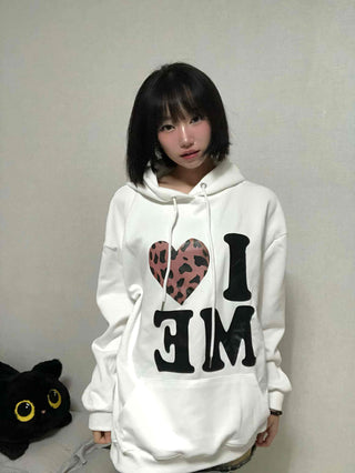 Loose Fit Leopard Graphic Hoodie