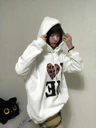 Loose Fit Leopard Graphic Hoodie