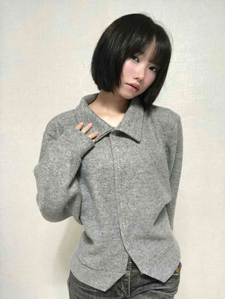 Comfortable Knit Shirt Collar Cardigan