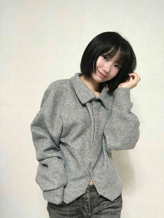 Comfortable Knit Shirt Collar Cardigan