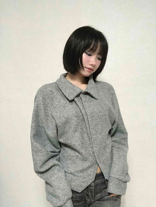 Comfortable Knit Shirt Collar Cardigan