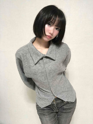 Comfortable Knit Shirt Collar Cardigan