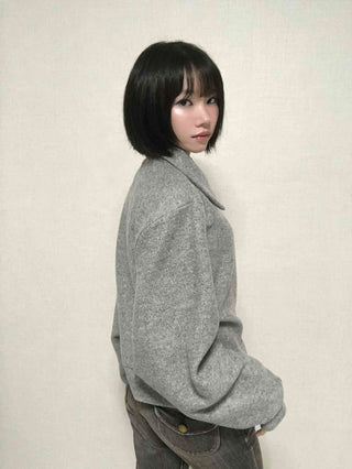 Comfortable Knit Shirt Collar Cardigan