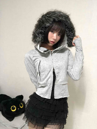 Gray vintage plain hoodie