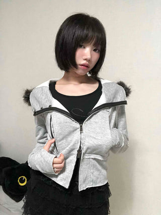 Gray vintage plain hoodie