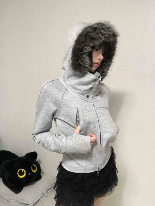 Gray vintage plain hoodie
