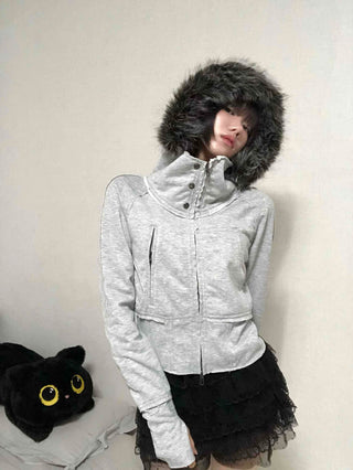 Gray vintage plain hoodie
