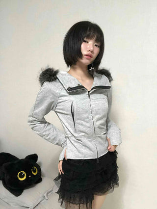 Gray vintage plain hoodie