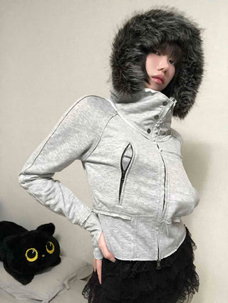 Gray vintage plain hoodie