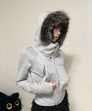 Gray vintage plain hoodie
