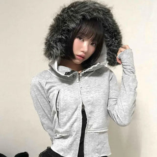Gray vintage plain hoodie