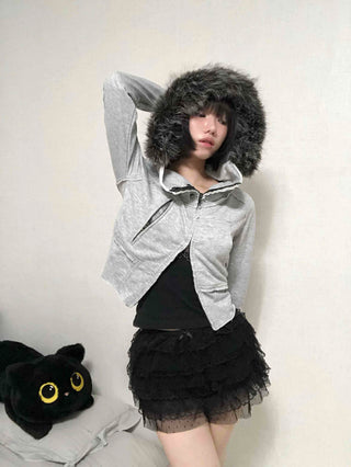 Gray vintage plain hoodie