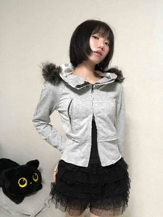 Gray vintage plain hoodie