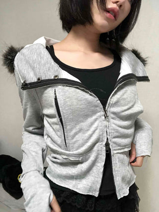 Gray vintage plain hoodie