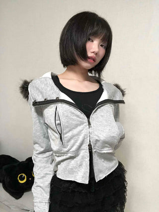 Gray vintage plain hoodie