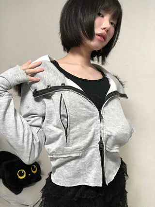 Gray vintage plain hoodie
