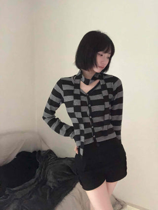 Vintage Daily Striped V-Neck Long Sleeve T-Shirt