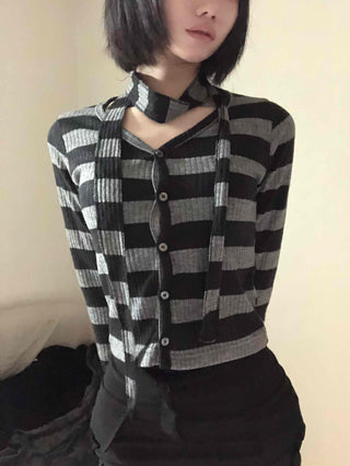 Vintage Daily Striped V-Neck Long Sleeve T-Shirt