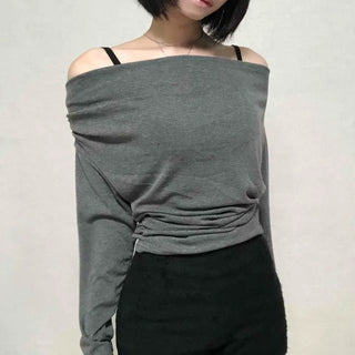 Daily Drape Off-Shoulder Long-Sleeve T-Shirt