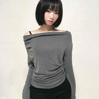 Daily Drape Off-Shoulder Long-Sleeve T-Shirt