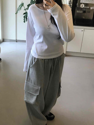 Casual Basic Cotton Long-Sleeve T-Shirt