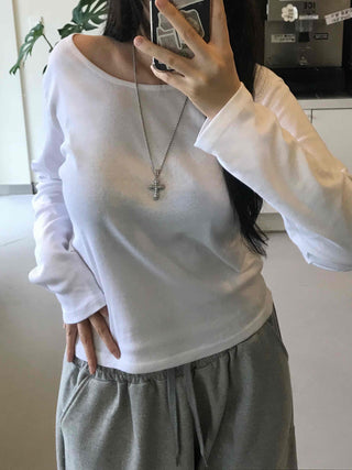 Casual Basic Cotton Long-Sleeve T-Shirt