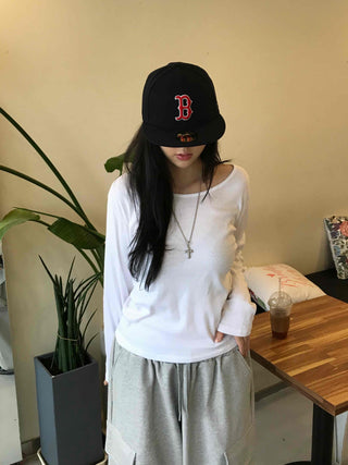Casual Basic Cotton Long-Sleeve T-Shirt
