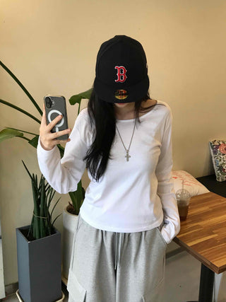 Casual Basic Cotton Long-Sleeve T-Shirt