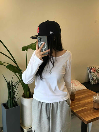 Casual Basic Cotton Long-Sleeve T-Shirt