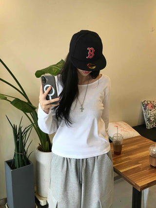 Casual Basic Cotton Long-Sleeve T-Shirt