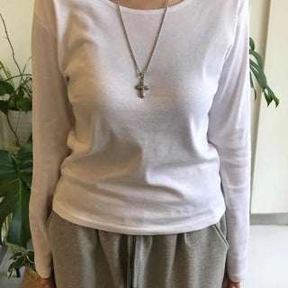 Casual Basic Cotton Long-Sleeve T-Shirt