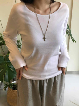 Casual Basic Cotton Long-Sleeve T-Shirt