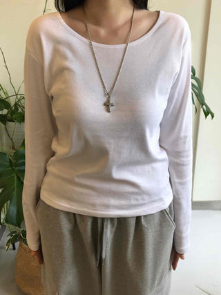 Casual Basic Cotton Long-Sleeve T-Shirt