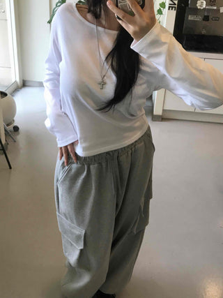 Casual Basic Cotton Long-Sleeve T-Shirt