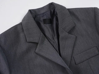 Keru Single Button Short Jacket Collar Pocket Classic