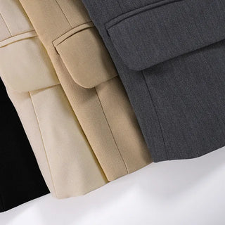 Keru Single Button Short Jacket Collar Pocket Classic