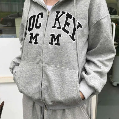 Daily Embroidered Oversized Autumn Zip-up