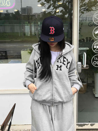 Daily Embroidered Oversized Autumn Zip-up