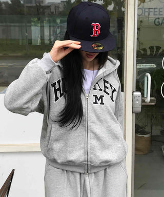 Daily Embroidered Oversized Autumn Zip-up