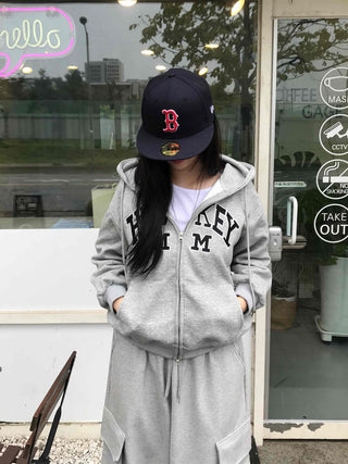 Daily Embroidered Oversized Autumn Zip-up